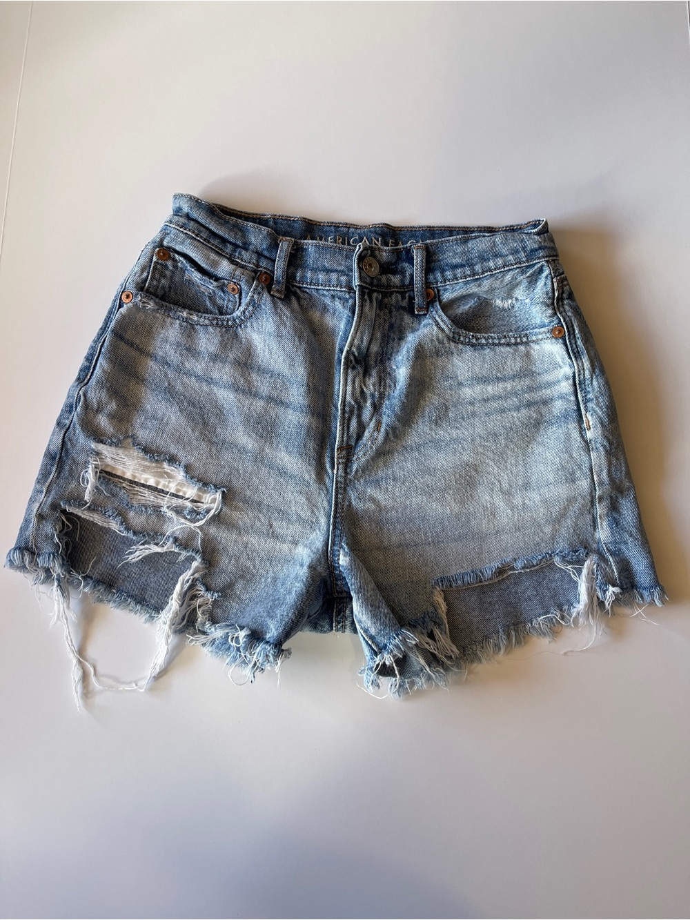 American Eagle Outfitters Light Wash Distressed Denim Shorts